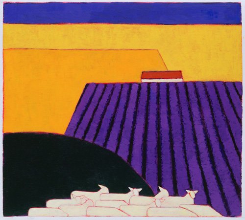 tableaux-modernes - Tableau -Sheep and Lavender Fields, 2004-, Eithne Donne - Donne, Eithne