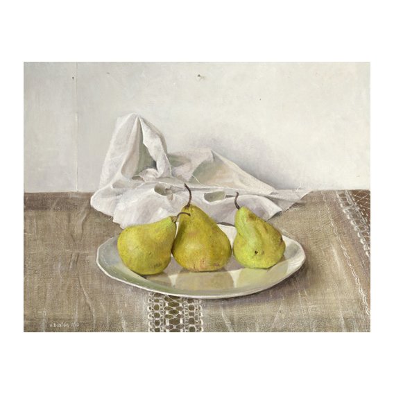 Tableau -Three Pears on a Plate, Still Life, 1990-