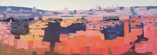 tableaux-modernes - Tableau -Rome, View from the Spanish Academy on the Gianicolo, Sunset, 1968 -, Izabella Godlewska de Aranda - Godlewska de Aranda, Izabella
