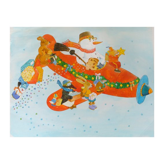 Tableau -Chistmas Airplane with Snowman-