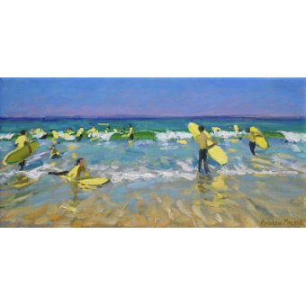 Tableaux de Marines - Tableau - Surf School at St. Ives (oil on canvas) -, Andrew Macara - Macara, Andrew