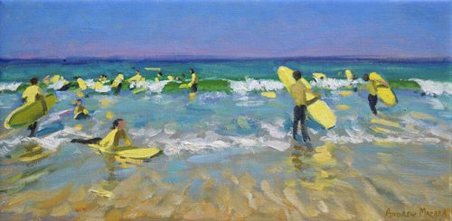 tableaux-de-marines - Tableau - Surf School at St. Ives (oil on canvas) -, Andrew Macara - Macara, Andrew