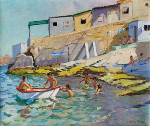 tableaux-de-marines - Tableau -The rowing boat,Valetta,Malta,2015-, Andrew Macara - Macara, Andrew