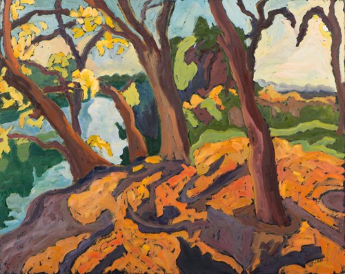 tableaux-de-paysages - Tableau -Ageing trees, 2009 (oil on board)-, Marta Martonfi-Benke - Martonfi-Benke, Marta