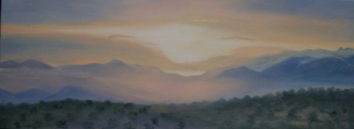 tableaux-modernes - Tableau  -Sunrise over Sierra Nevada, 2014 (oil on canvas)-, Antonia Myatt - Myatt, Antonia