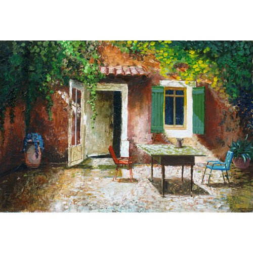 Tableau -French Patio, 2006 (oil on board) -, Trevor Neal