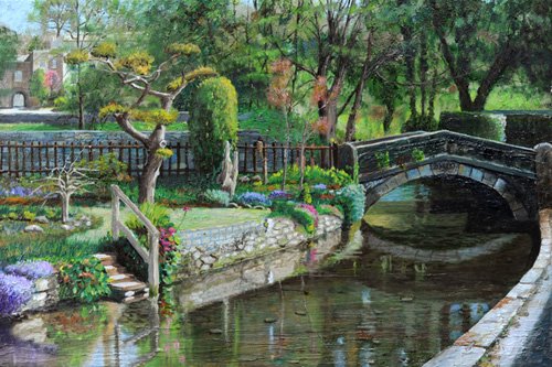 tableaux-de-paysages - Tableau  -Bridge and Garden, Bakewell, Derbyshire, 2009-, Trevor Neal - Neal, Trevor