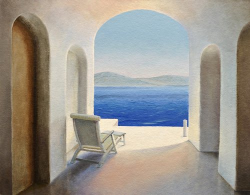 tableaux-de-paysages - Tableau  -Santorini 9-, Trevor Neal - Neal, Trevor