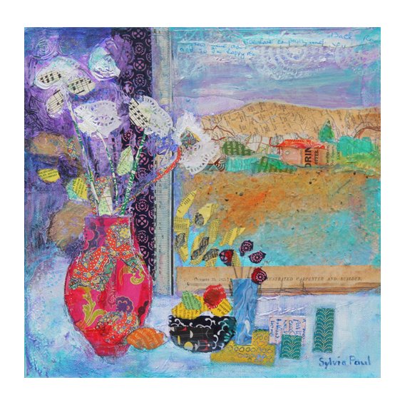 Tableau - Flowers in the Window 2014, acrylic.paper collage-