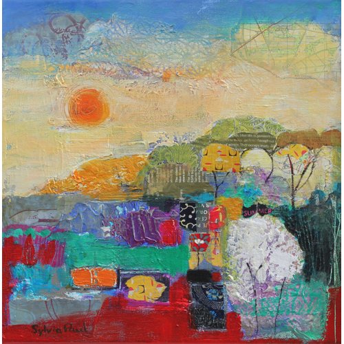 Tableau - Colours of Summer 2014 acrylic.paper collage-, Sylvia Paul