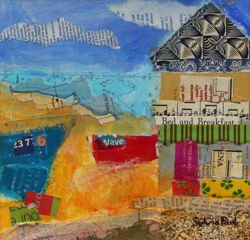 tableaux-modernes - Tableau - B&B by the Sea 2013, acrylic.paper collage-, Sylvia Paul - Paul, Sylvia