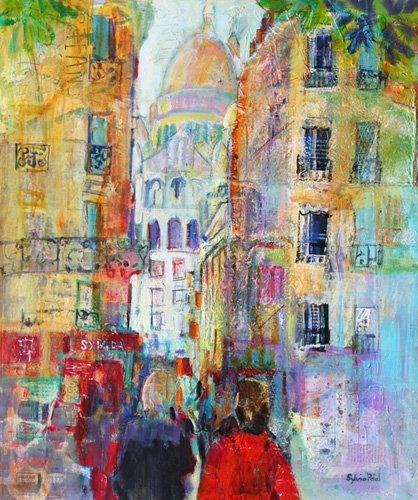 tableaux-modernes - Tableau - An Evening Walk to Sacre Coeur-, Sylvia Paul - Paul, Sylvia