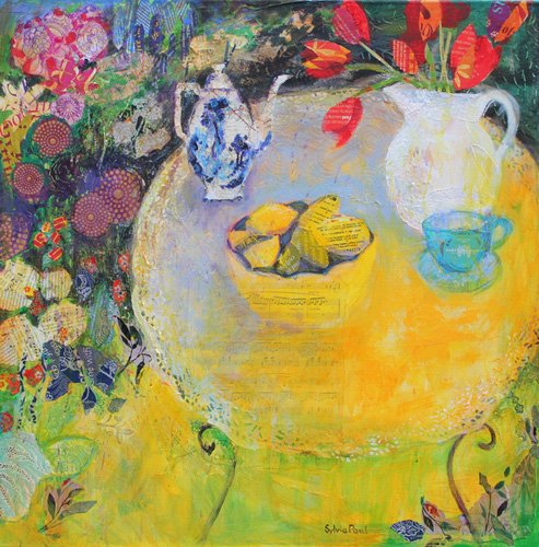 tableaux-modernes - Tableau - Lemon Tea in the Garden-, Sylvia Paul - Paul, Sylvia