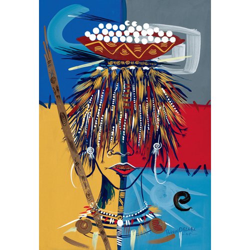 Tableau -African Beauty 2, 2005 (w.c & ink on paper)-, Oglafa Ebitari Perrin