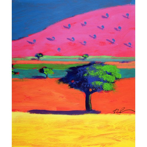 Tableau - Pink Hill (acrylic on card)-