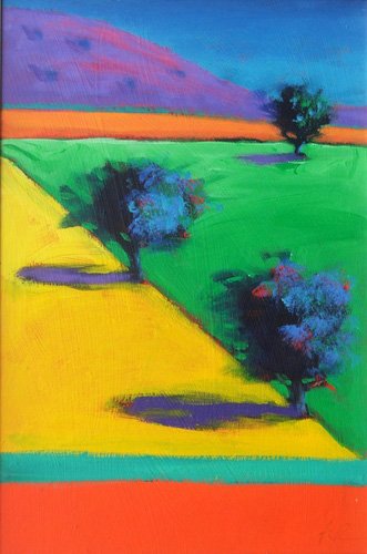 tableaux-de-paysages - Tableau - Yellow Field (acrylic on board)-, Paul Powis - Powis, Paul