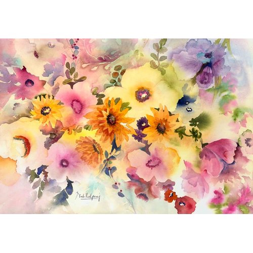 Tableau de Fleurs - Golden blossoms, Neela Pushparaj