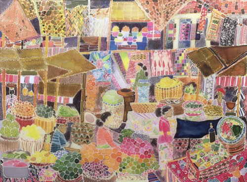 tableaux-pour-salon - Tableau - Ubud Market, Bali, 2002-, Hilary Simon - Simon, Hilary