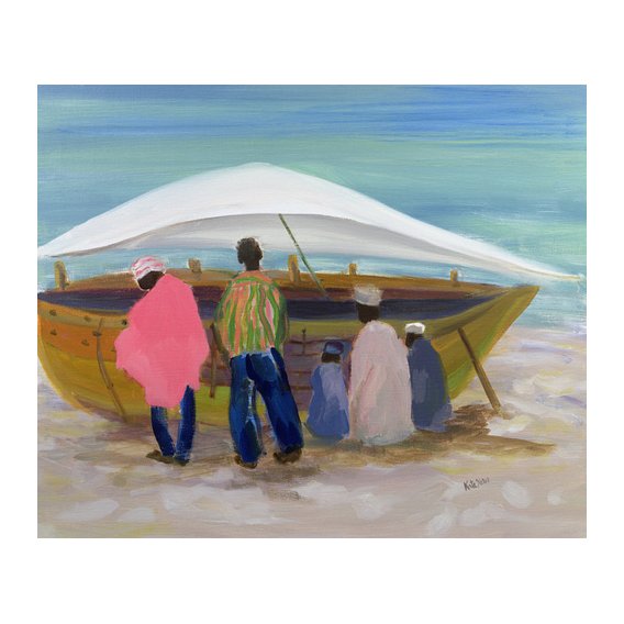 Tableau - Boat Mending (oil on canvas) -