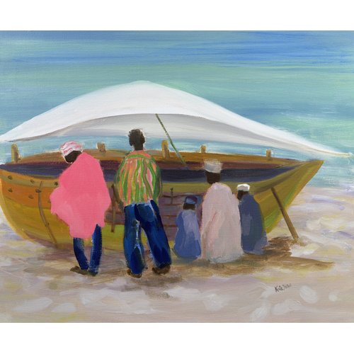 Tableau Moderne - Boat Mending (oil on canvas) -, Kate Yates