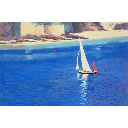 Tableau - Salcombe - Yawl near Millbay, 1999 (oil on board) -, Jennifer Wright