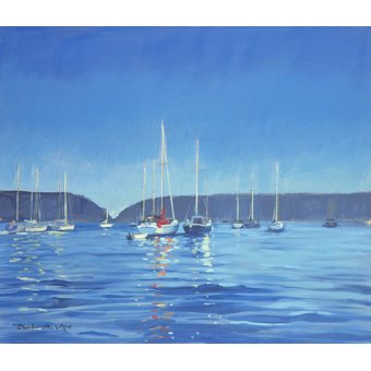 Tableaux de Marines - Tableau - Salcombe - Yachts - Twilight (oil on canvas) -, Jennifer Wright - Wright, Jennifer