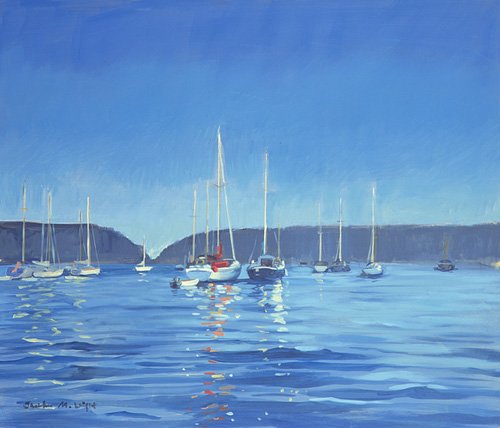 tableaux-de-marines - Tableau - Salcombe - Yachts - Twilight (oil on canvas) -, Jennifer Wright - Wright, Jennifer