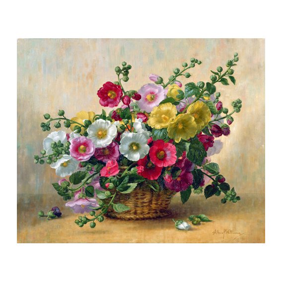 Tableau - AB230 Hollyhocks in a Basket -