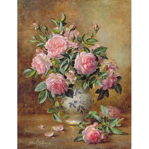 Tableau - A Medley of Pink Roses (oil on canvas) -