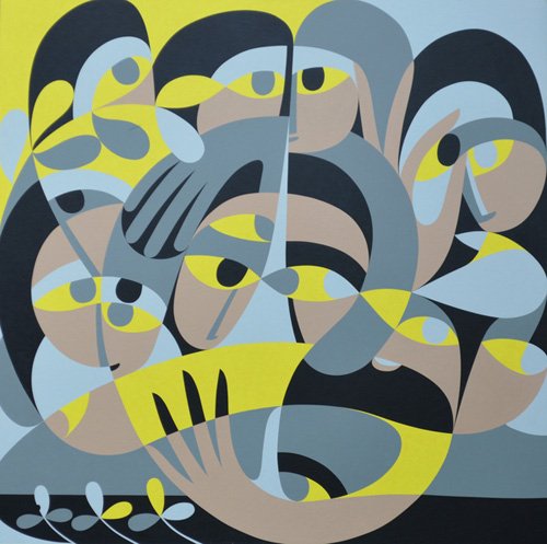 tableaux-abstraits - Tableau - Presence III, 1987 (acrylic on board) -, Ron Waddams - Waddams, Ron