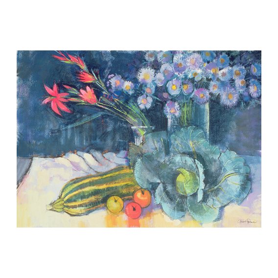 Tableau - Still Life with Fruit and Flowers (mixed media) -