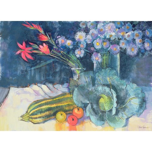 Tableau - Still Life with Fruit and Flowers (mixed media) -