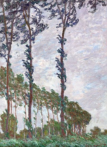 tableaux-pour-salle-a-manger - Tableau -Effet du vent, série des peupliers-, Claude Monet - Monet, Claude