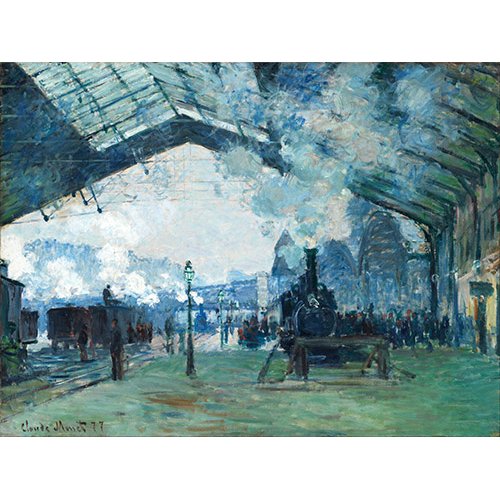 Tableau -Arrivée du train de Normandie, Gare Saint-Lazare, 1877-, Claude Monet