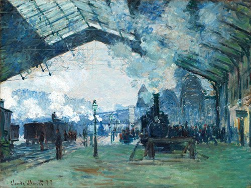 tableaux-pour-salle-a-manger - Tableau -Arrivée du train de Normandie, Gare Saint-Lazare, 1877-, Claude Monet - Monet, Claude
