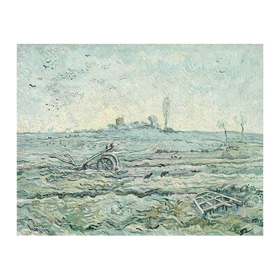 Tableau -Champ enneigé avec une herse-