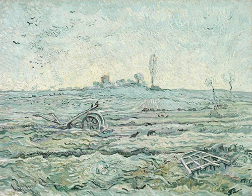 tableaux-de-paysages - Tableau -Champ enneigé avec une herse-, Vincent Van Gogh - Van Gogh, Vincent