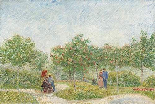 tableaux-de-paysages - Tableau -Jardin avec courtiser Couples, Place Saint Pierre, 1887-, Vincent Van Gogh - Van Gogh, Vincent