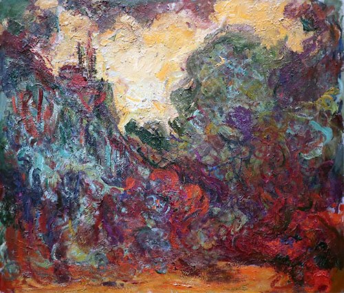 tableaux-de-paysages - Tableau -La maison de l'artiste vue de la roseraie-, Claude Monet - Monet, Claude