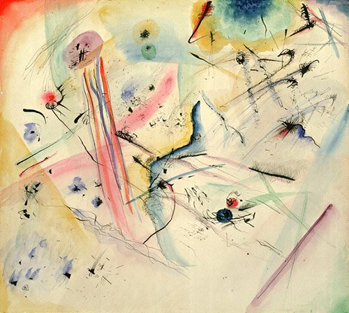 tableaux-abstraits - Tableau -Composition with Red and Blue Stripes, 1913 -, Vassily Kandinsky - Kandinsky, Vassily