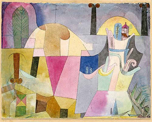 tableaux-abstraits - Tableau - Colonnes noires dans un paysage -, Paul Klee - Klee, Paul