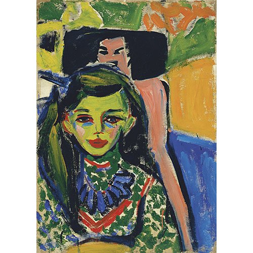 Tableau -Fränzi devant une chaise sculptée-, Ernst Ludwig Kirchner
