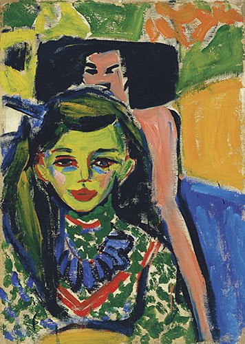 tableaux-de-portraits - Tableau -Fränzi devant une chaise sculptée-, Ernst Ludwig Kirchner - Kirchner, Ernst Ludwig