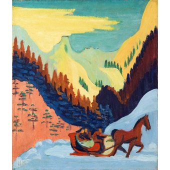  - Tableau -Promenade en traîneau dans la neige-, Ernst Ludwig Kirchner - Kirchner, Ernst Ludwig