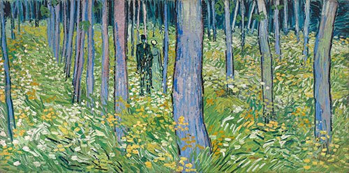 tableaux-de-paysages - Tableau - Sous-bois avec deux personnages, 1890 -, Vincent Van Gogh - Van Gogh, Vincent