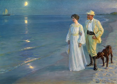 tableaux-de-marines - Tableau -Soirée d'été à la plage de Skagen, 1899-, Peder Severin Kroyer - Kroyer, Peder Severin