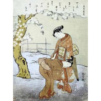 Tableaux Orientaux - Tableau -Mujer y su doncella-, Suzuki Harunobu - Harunobu, Suzuki