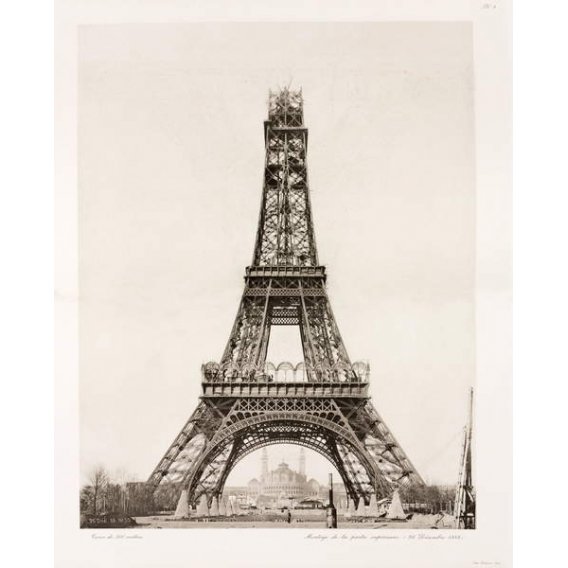 Érection de la partie supérieure, Tour Eiffel, Paris, 26 décembre 1888