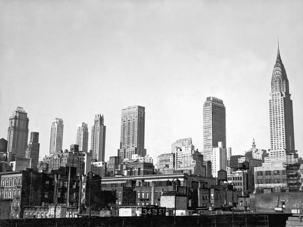 tableaux-photos - La ligne d'horizon de Midtown Manhattan, New York, vers 1936 - BRIDGEMAN IMAGES