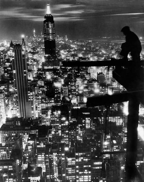 tableaux-photos - Vue nocturne de NYC, New York, États-Unis, 1932 - BRIDGEMAN IMAGES